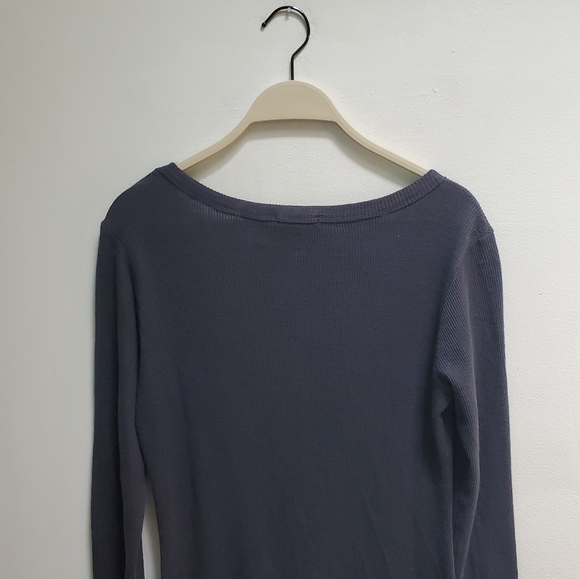 James Perse V-Neck Thermal Knit Midi Dress Elevated Basic Deep Gray Size S - Picture 8 of 14